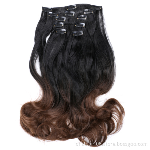 5 Pcs/Set 18" Hairpiece 130g wave 12Clips In False Styling Hair Synthetic Clip In Hair Extensions Heat Resistant